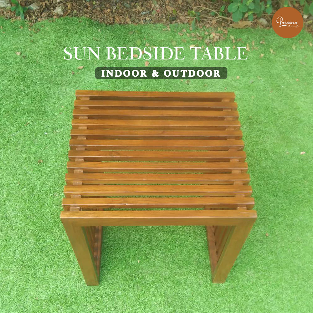 โต๊ะข้างไม้สัก PAREENA DECOR รุ่น BST-005 ขนาด 45X45X46 ซม.,สีไม้ธรรมชาติ_4